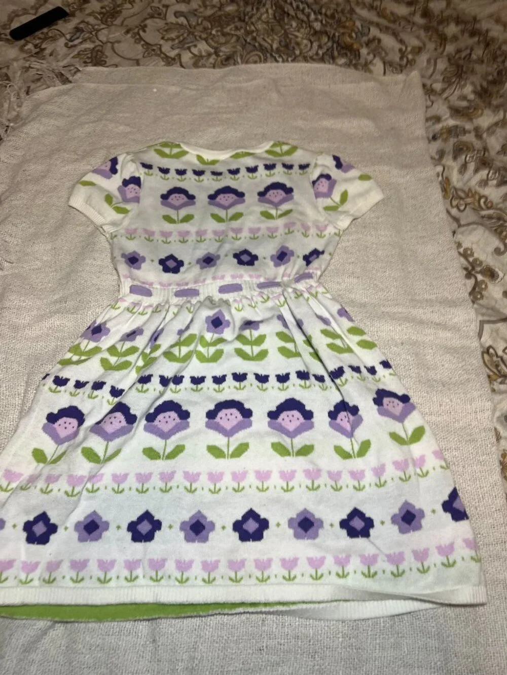 Gymboree Girls Intarsia Floral Fair Isle Sweater Dress, Size 12